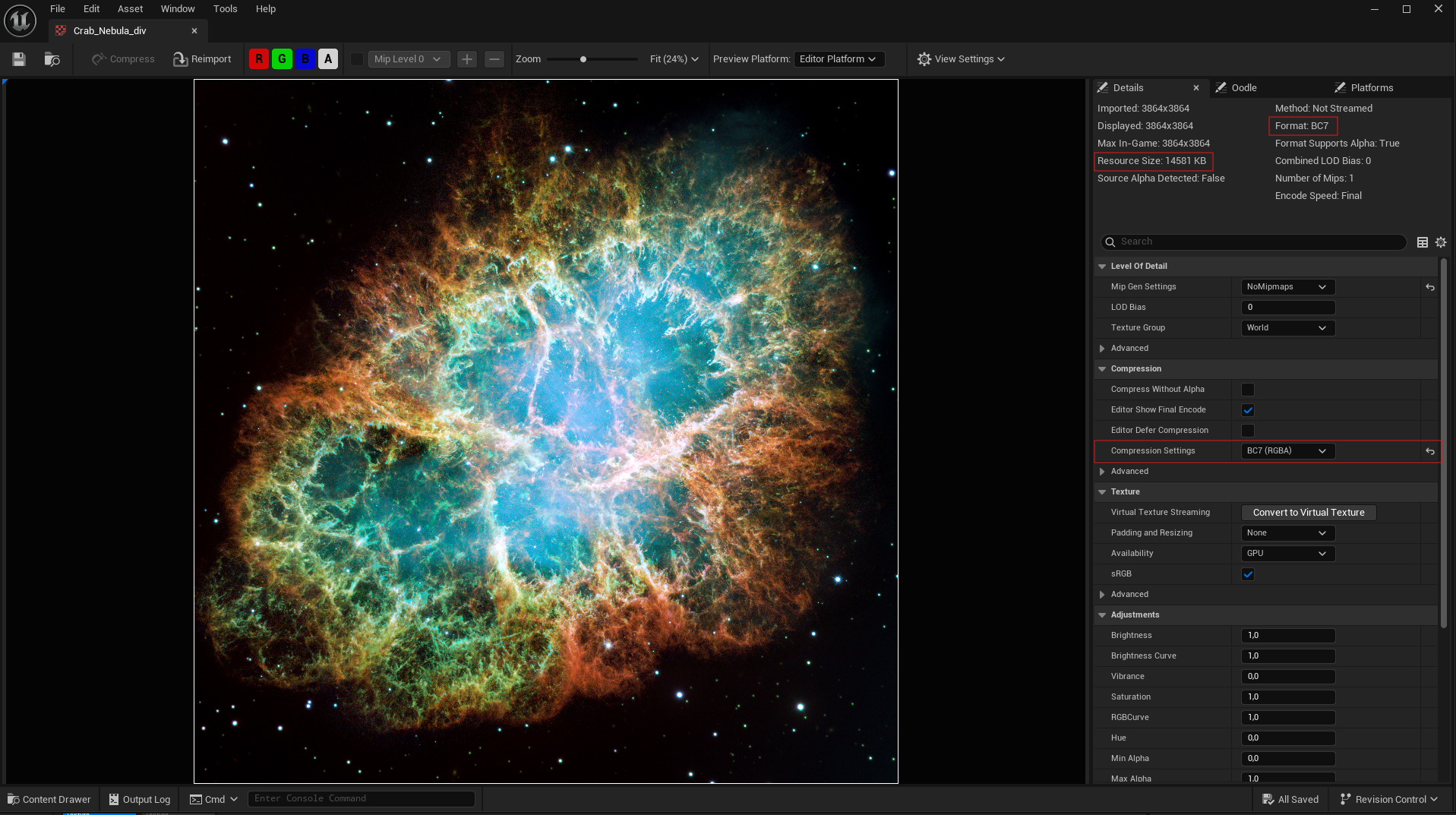 Crab Nebula, Compressed