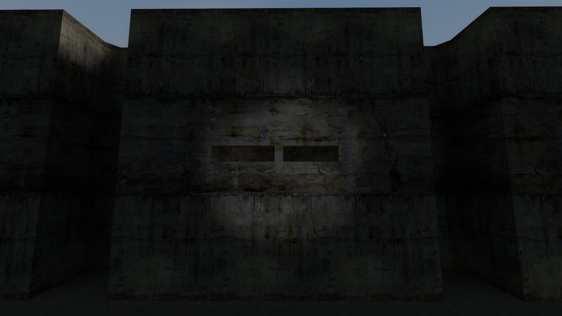 The intact exterior wall of a destructible building